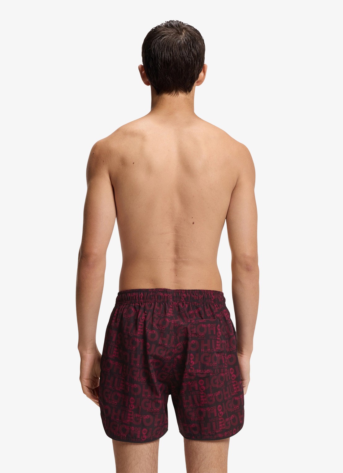 HUGO Rik zwemshorts met logoprint - achterkant 2 donkerrood