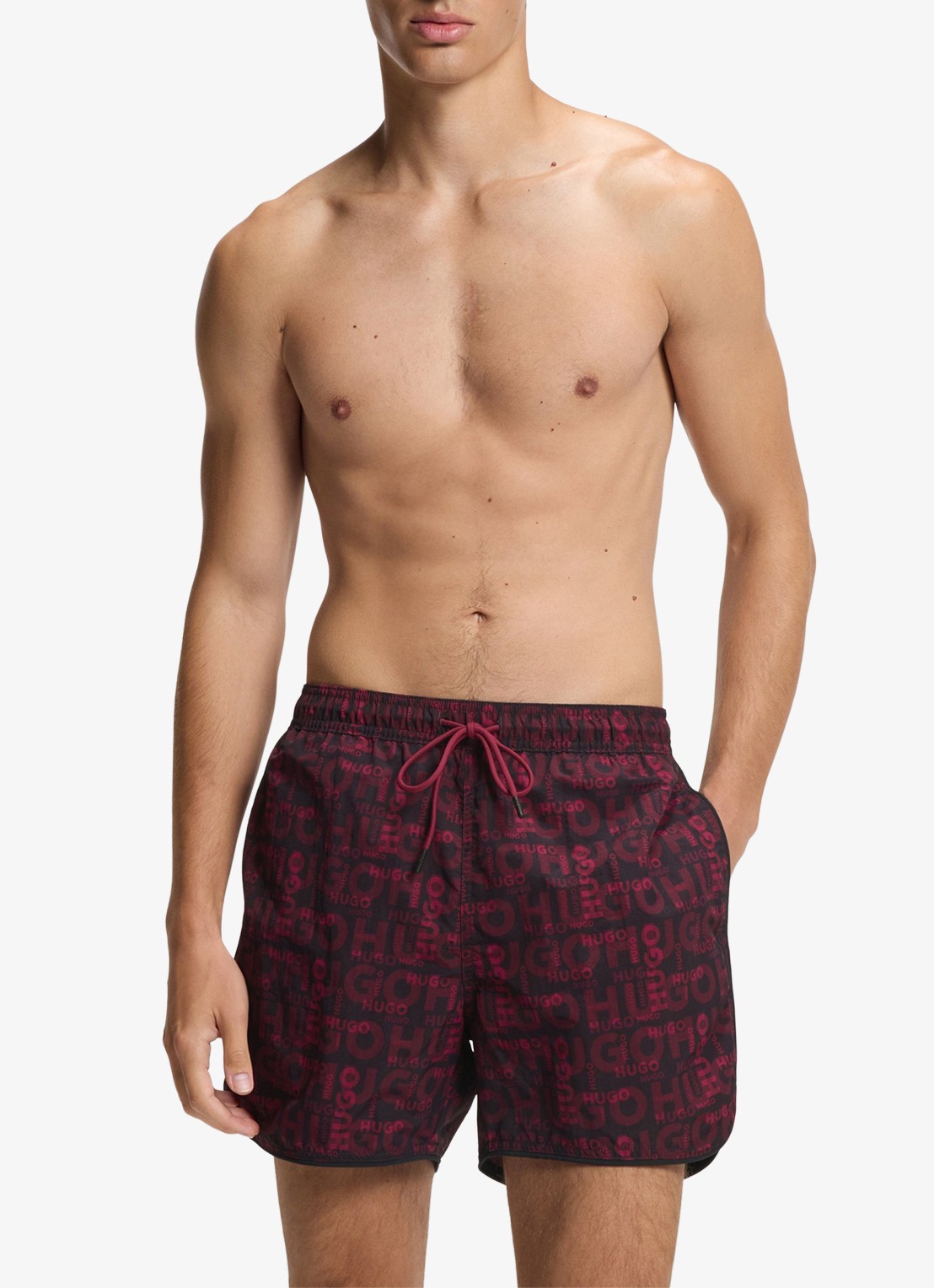 HUGO Rik zwemshorts met logoprint - detail 3 donkerrood
