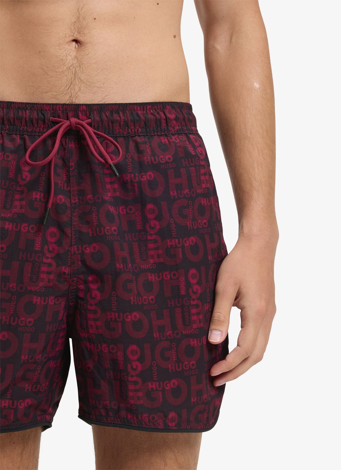 HUGO Rik zwemshorts met logoprint - detail 4 donkerrood