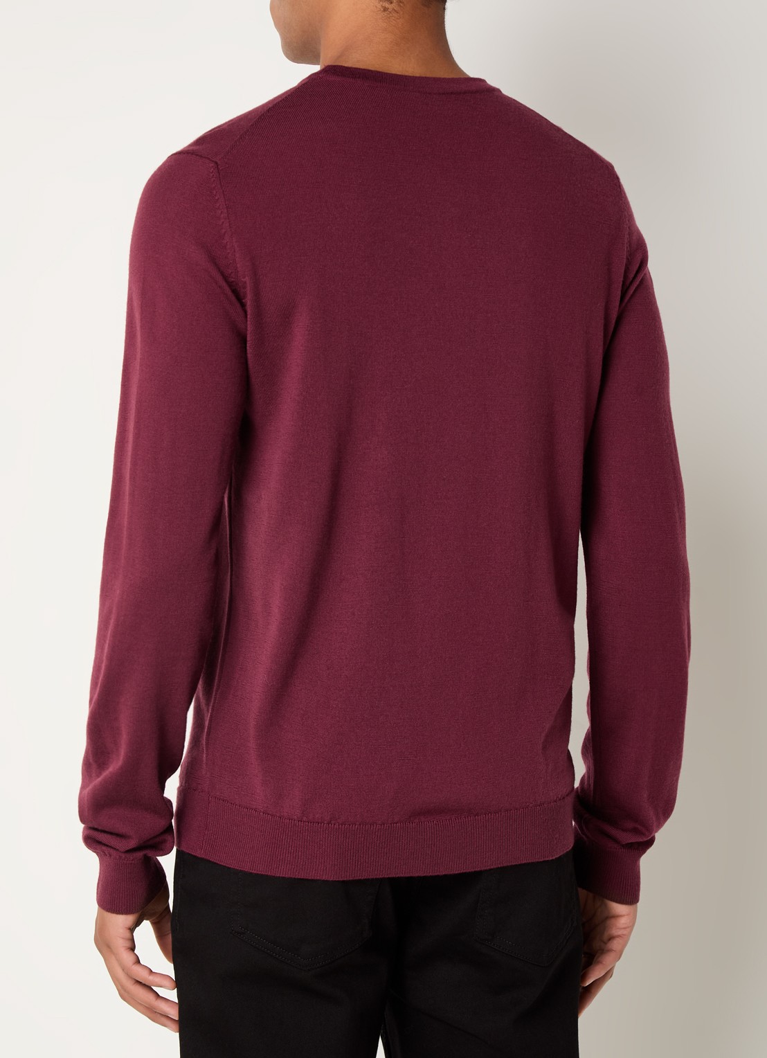 HUGO San Cedric fijngebreide pullover van wol  - achterkant 4 bordeauxrood