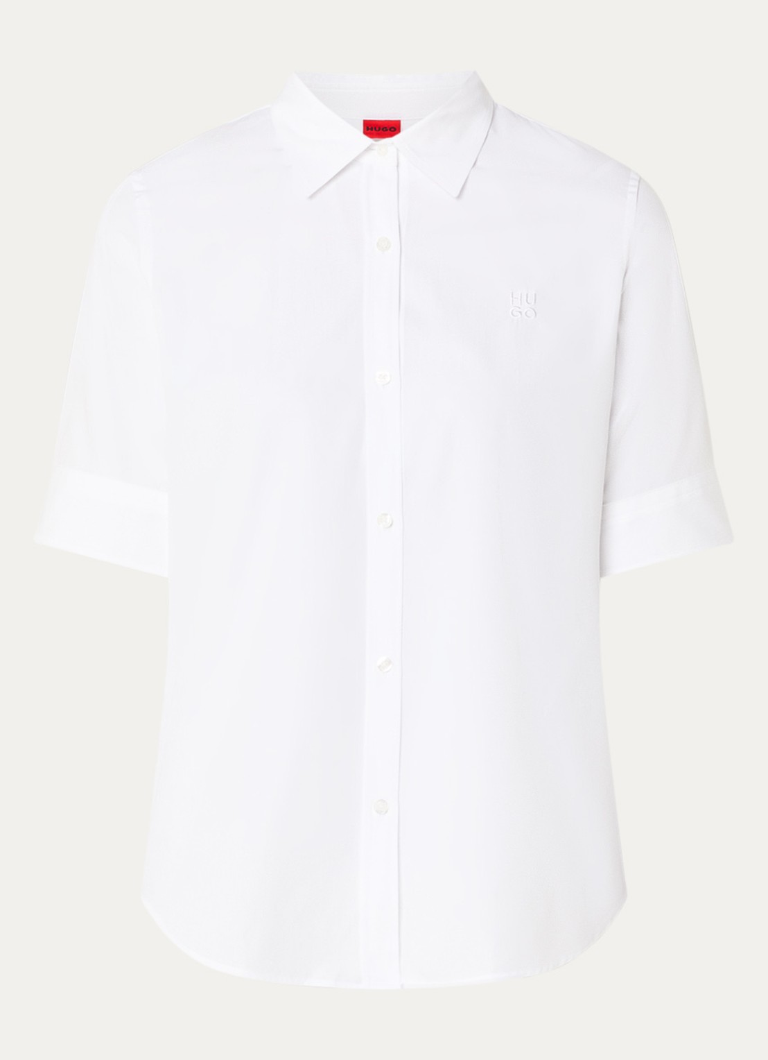 HUGO Sarepla blouse met logoborduring - voorkant 3 white-100 / wit
