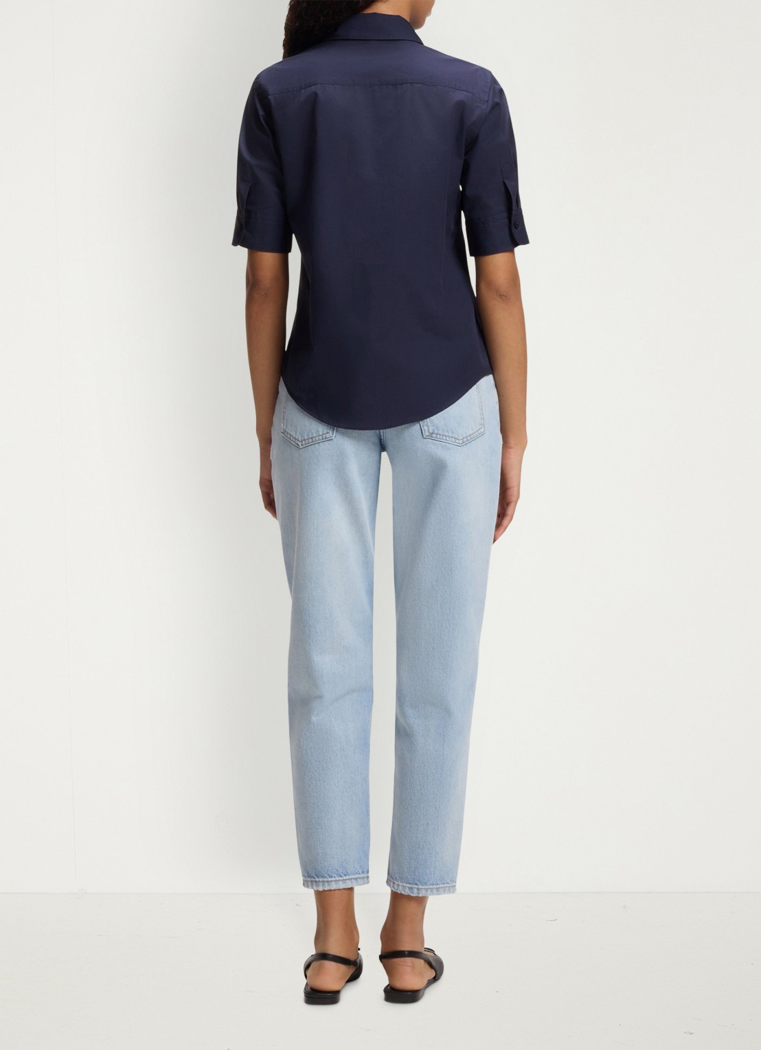HUGO Sarepla blouse met logoborduring - achterkant 3 navy-418 / blauw