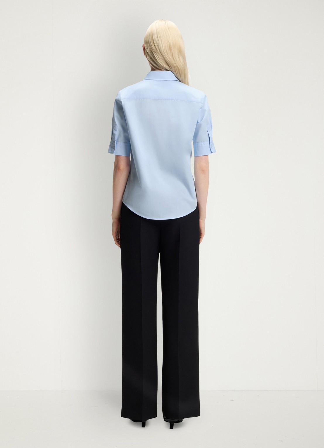 HUGO Sarepla blouse met logoborduring - achterkant 6 open blue-476 / blauw