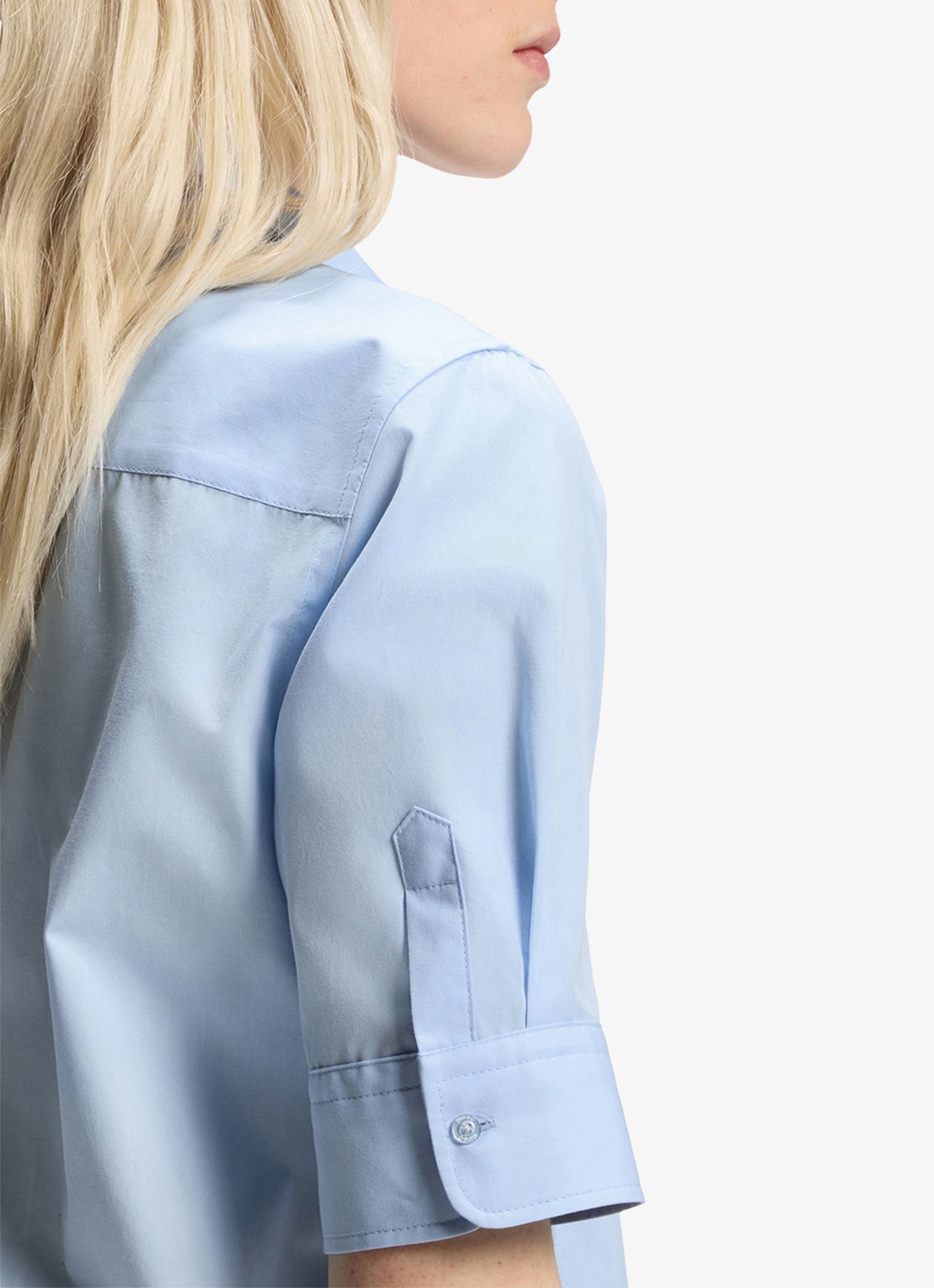 HUGO Sarepla blouse met logoborduring - detail 3 open blue-476 / blauw