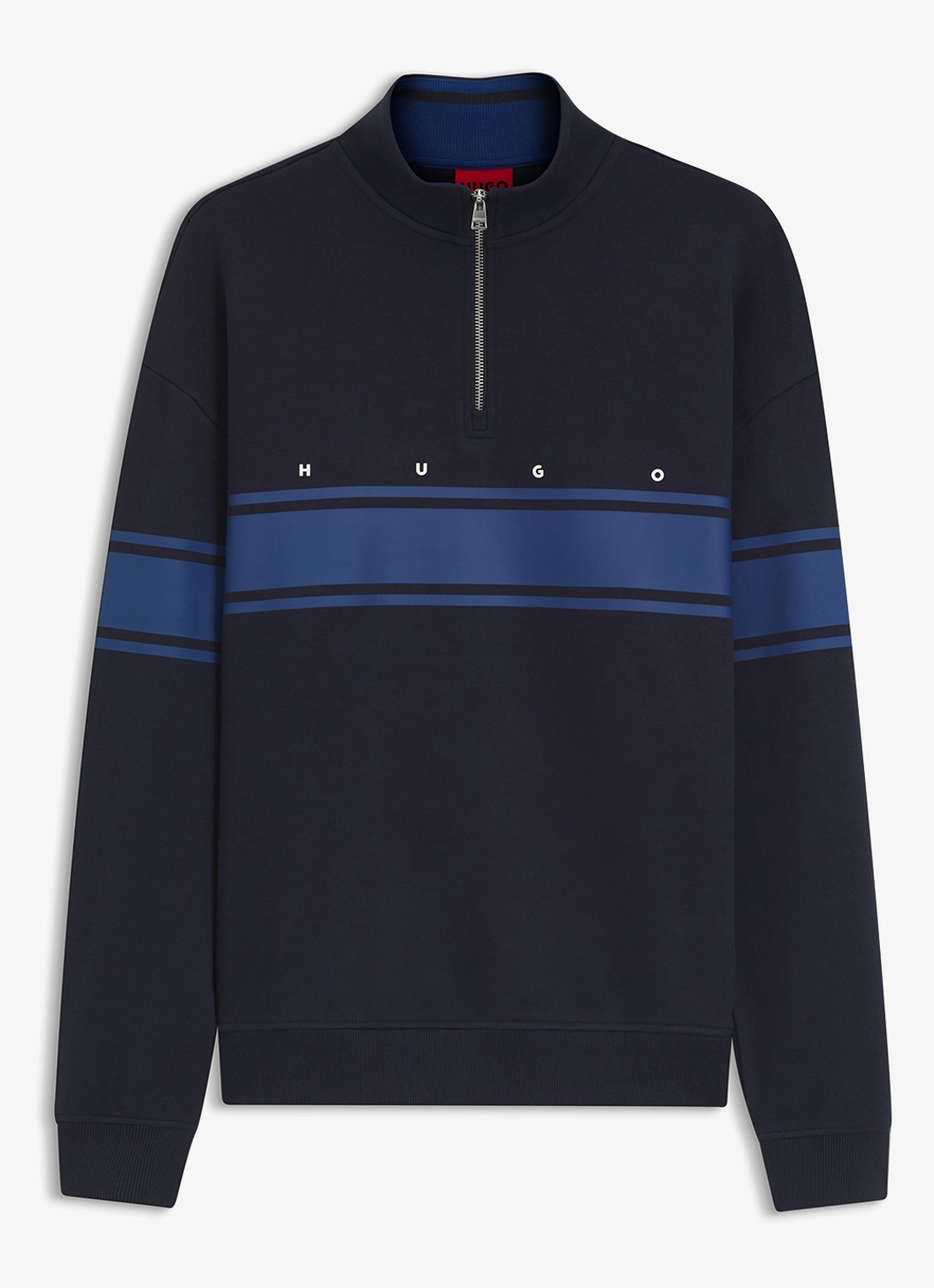 HUGO Schipperstrui met logo - voorkant 4 donkerblauw