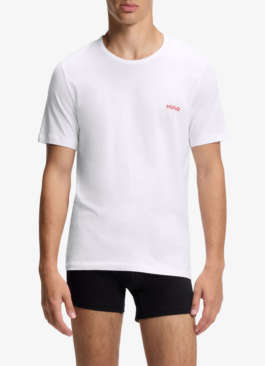 HUGO Set van drie katoenen T-shirts in meerdere kleuren met logoprint - detail 4 blauwgrijs