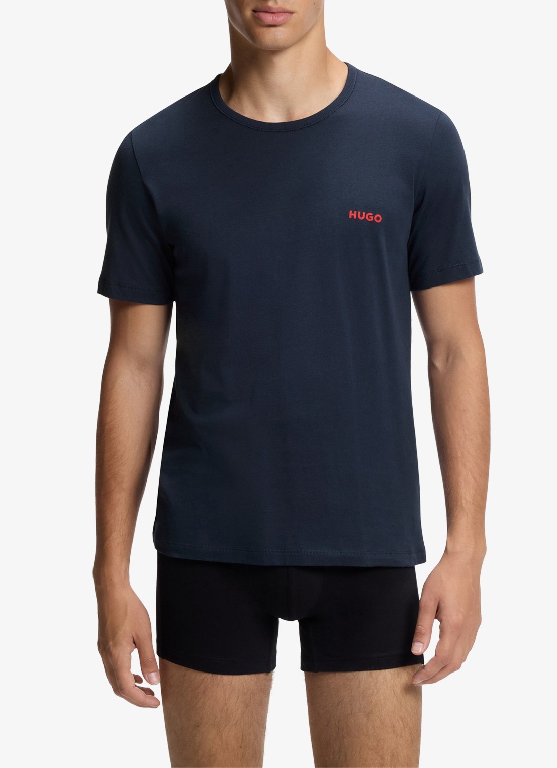 HUGO Set van drie katoenen T-shirts in meerdere kleuren met logoprint - voorkant 3 blauwgrijs