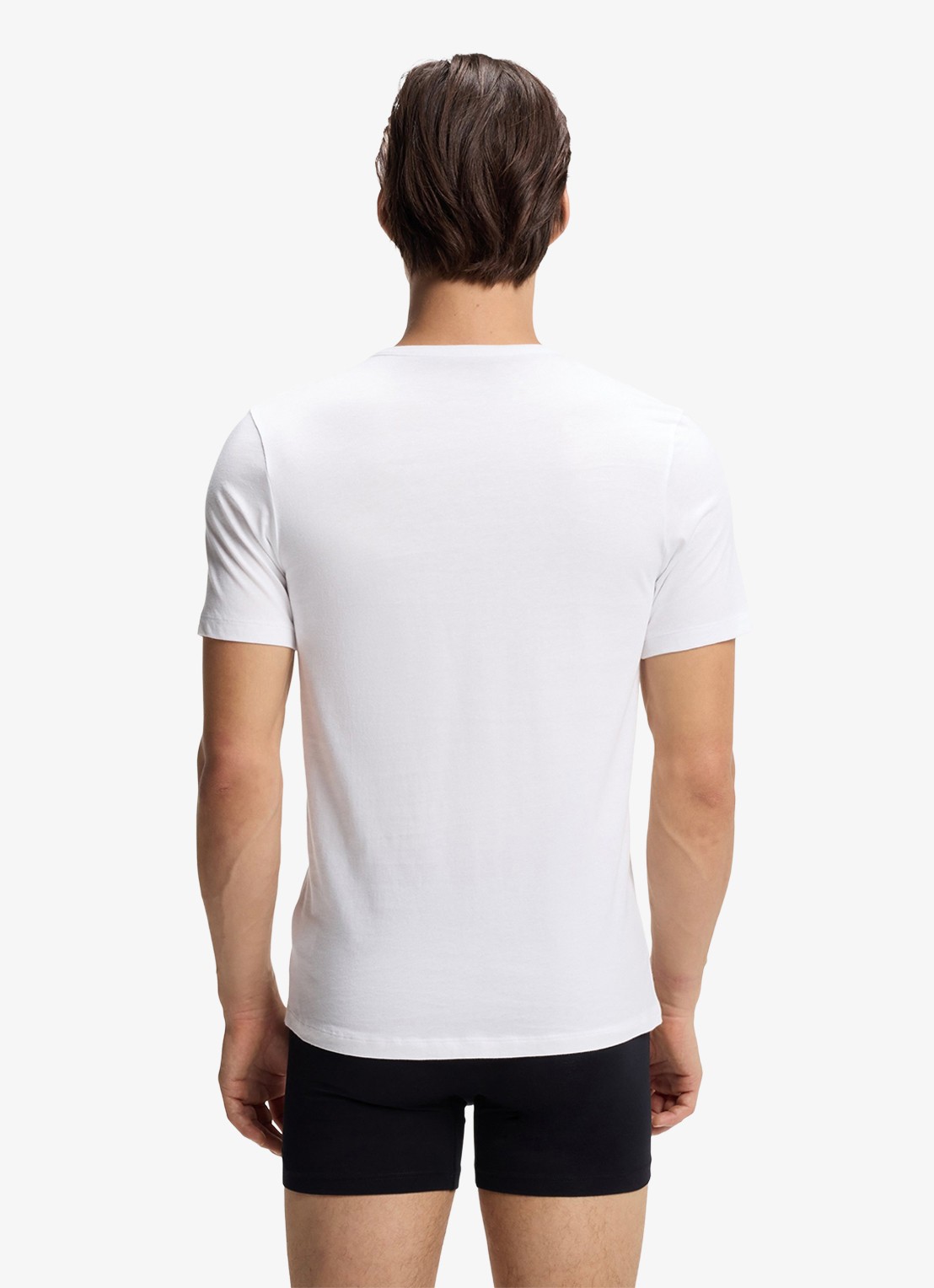 HUGO Set van drie katoenen T-shirts in meerdere kleuren met logoprint - achterkant staalblauw