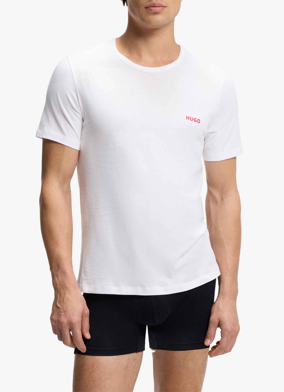 HUGO Set van drie katoenen T-shirts in meerdere kleuren met logoprint - voorkant 5 staalblauw