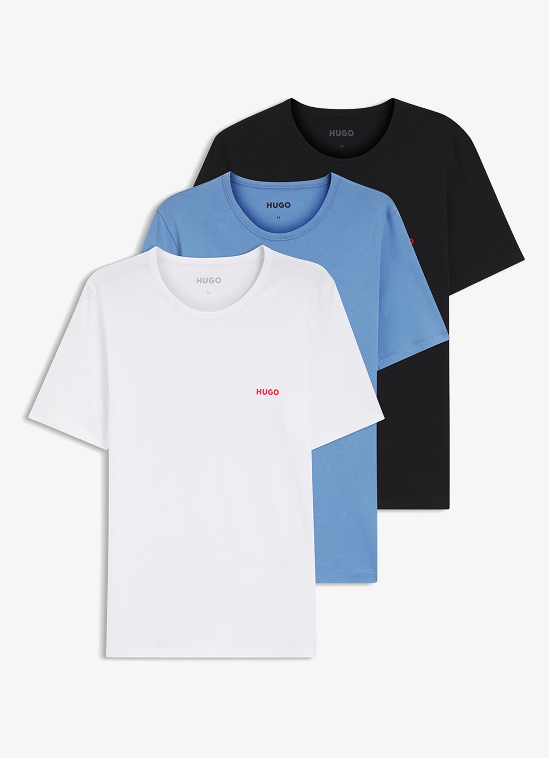 HUGO Set van drie katoenen T-shirts in meerdere kleuren met logoprint - voorkant open miscellaneous-970