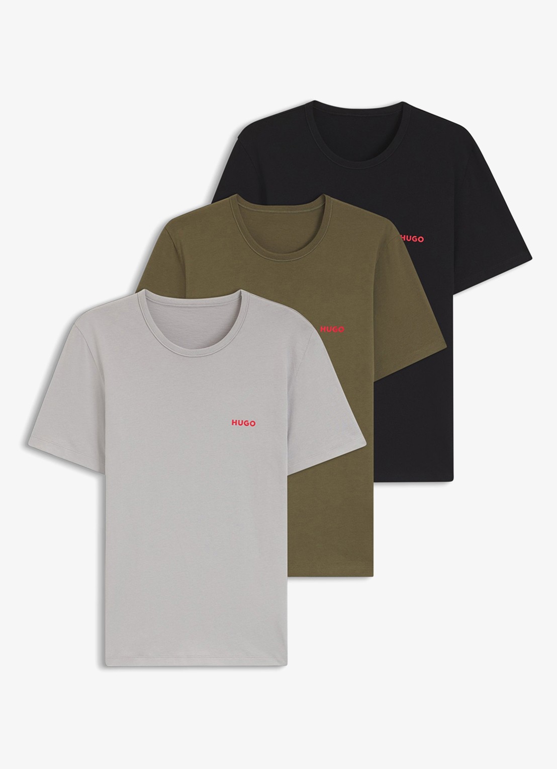 HUGO Set van drie katoenen T-shirts in meerdere kleuren met logoprint - voorkant open miscellaneous-973