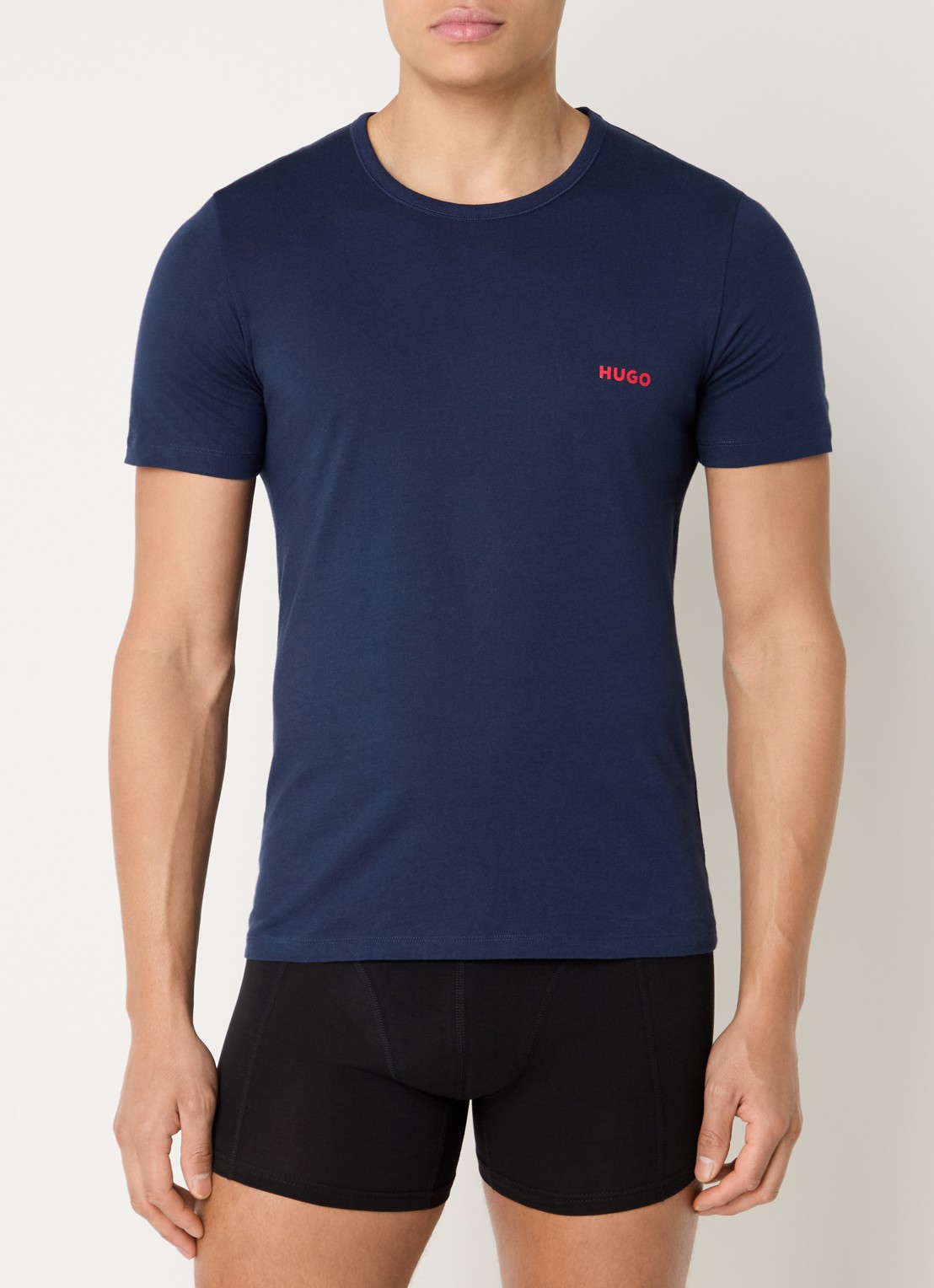 HUGO Set van drie katoenen T-shirts in meerdere kleuren met logoprint - detail 2 blauw