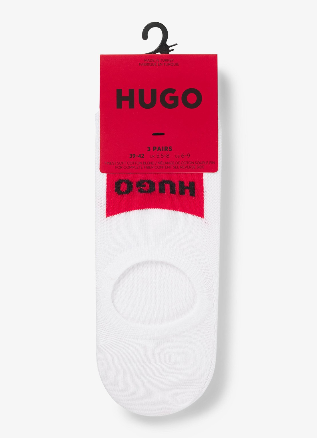 HUGO Set van drie paar onzichtbare sokken met rode logolabels - achterkant wit