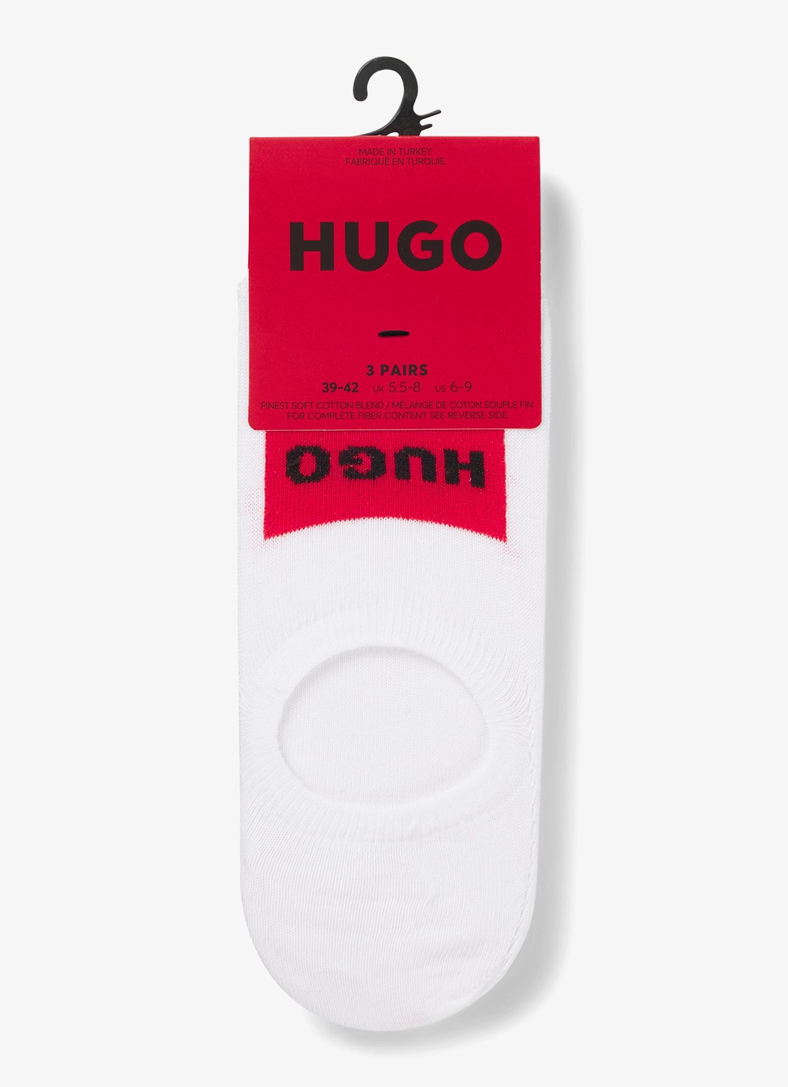 HUGO Set van drie paar onzichtbare sokken met rode logolabels - detail 2 wit