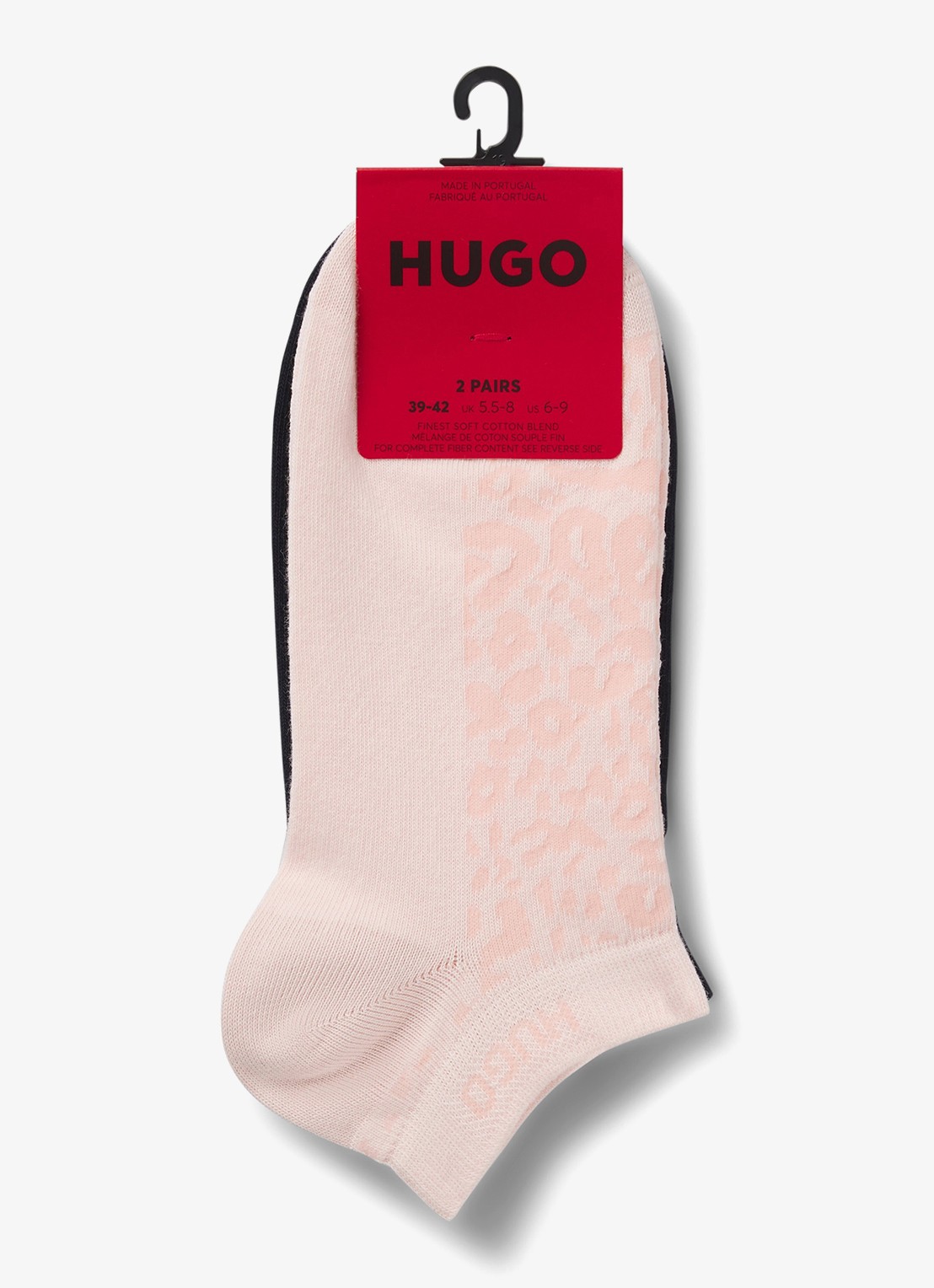 HUGO Set van twee paar enkelsokken van een katoenmix - voorkant 3 lichtroze