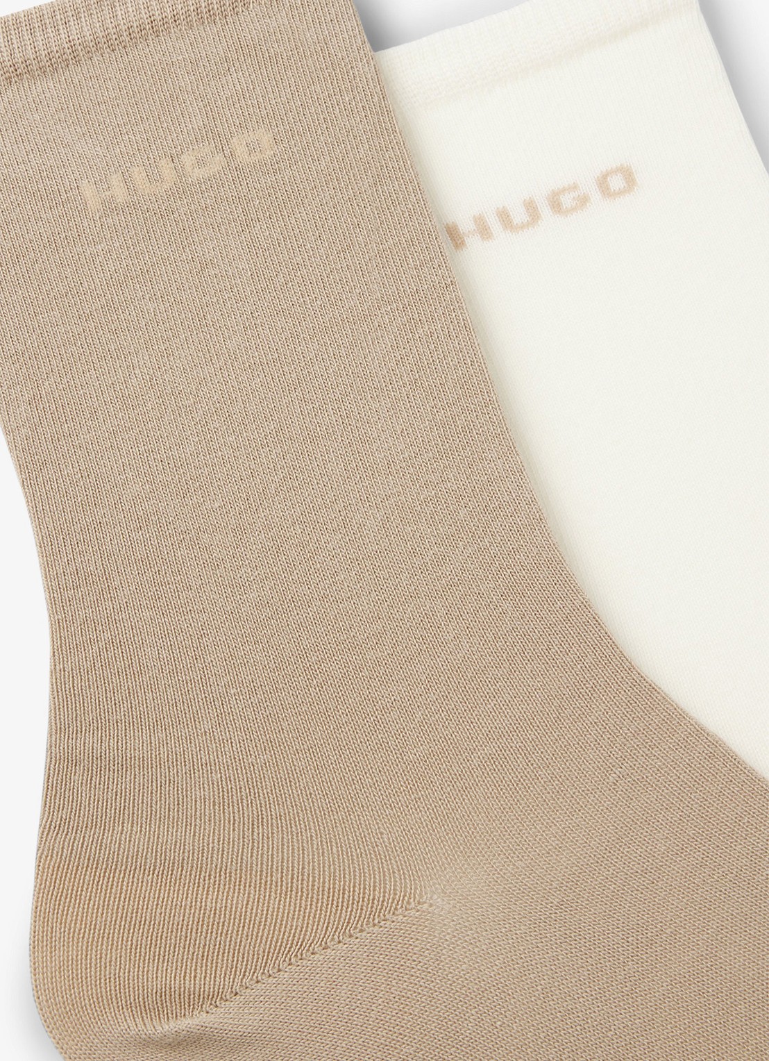 HUGO Set van twee paar logosokken in standaardlengte van een katoenmix - detail 3 light /pastel brown-232 / bruin
