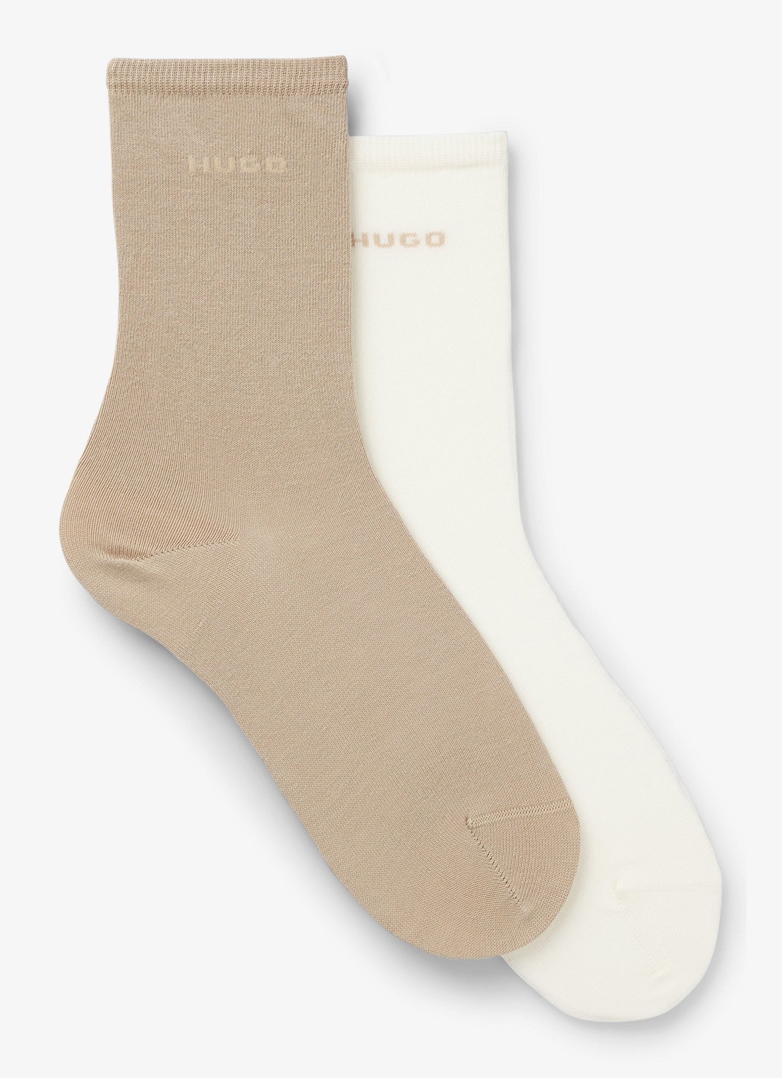 HUGO Set van twee paar logosokken in standaardlengte van een katoenmix - voorkant light /pastel brown-232 / bruin