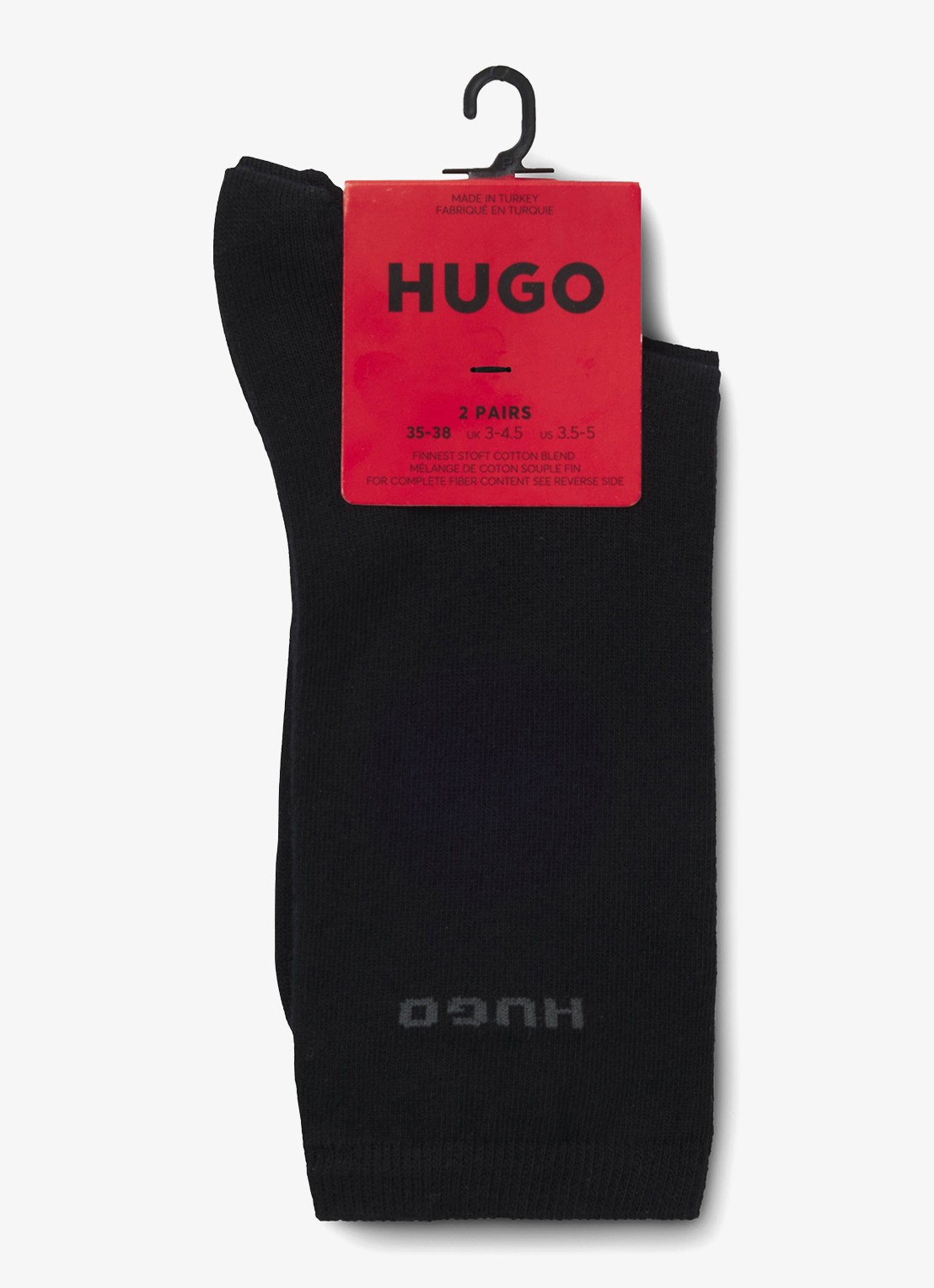 HUGO Set van twee paar logosokken in standaardlengte van een katoenmix - detail 3 black-001 / zwart