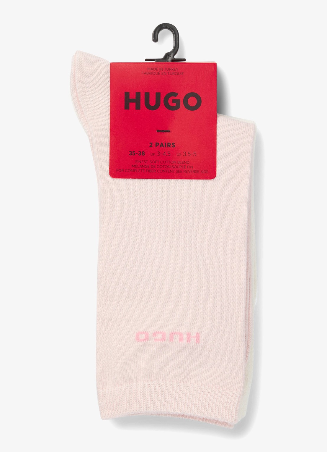 HUGO Set van twee paar logosokken in standaardlengte van een katoenmix - voorkant 2 light /pastel pink-689 / roze