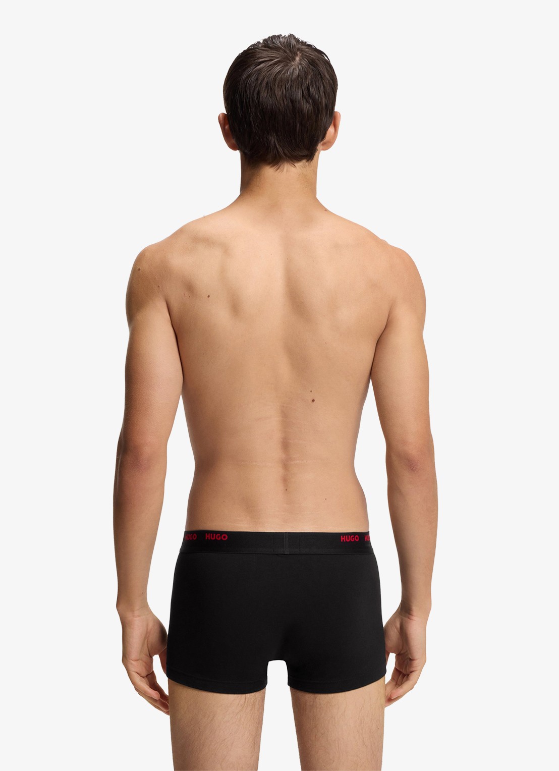 HUGO Set van vijf korte boxershorts met logotailleband van stretchkatoen - achterkant rood