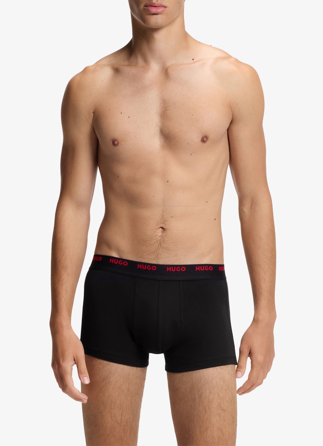 HUGO Set van vijf korte boxershorts met logotailleband van stretchkatoen - detail 3 rood
