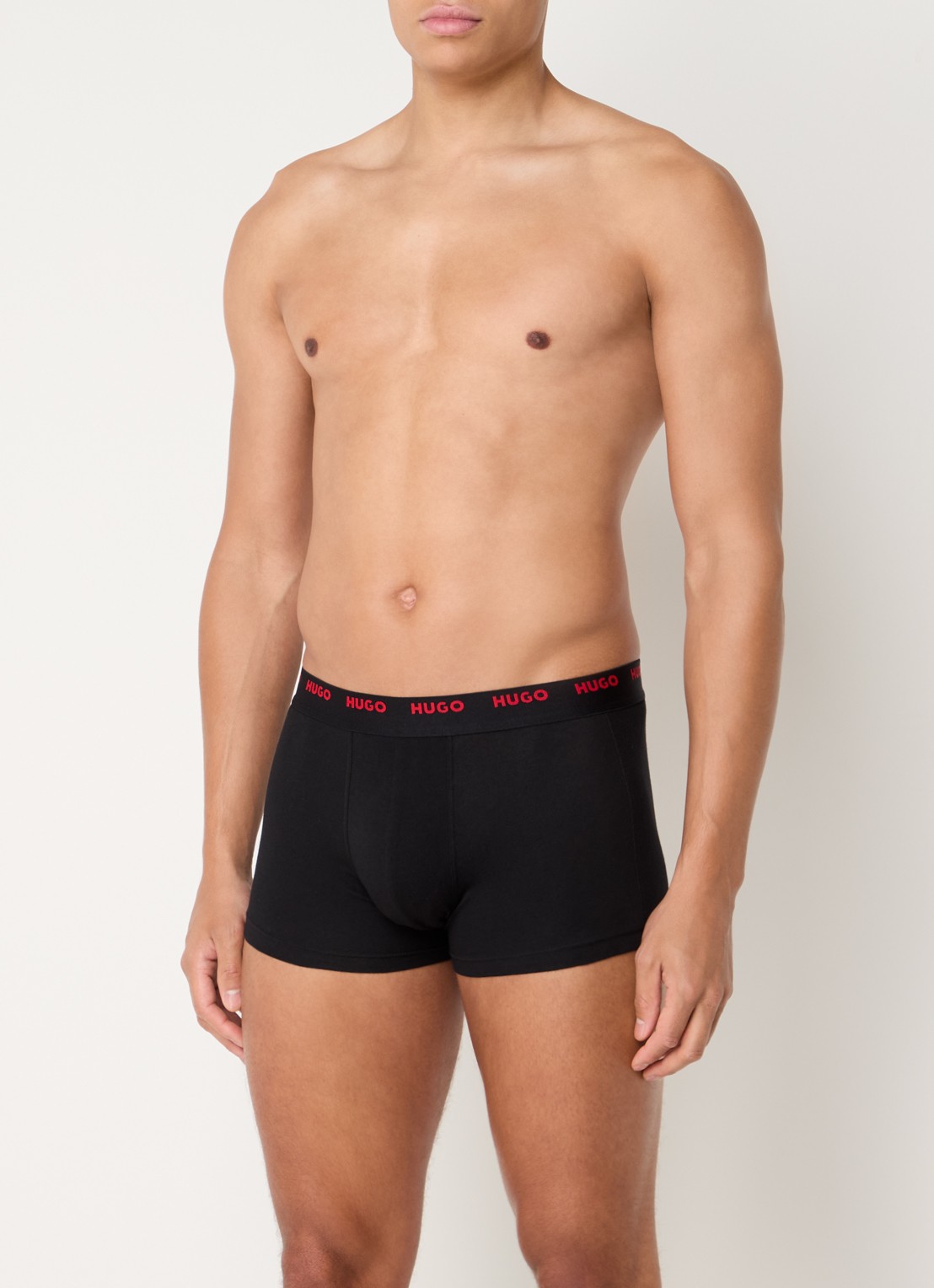 HUGO Set van vijf korte boxershorts met logotailleband van stretchkatoen - voorkant 4 donkerblauw