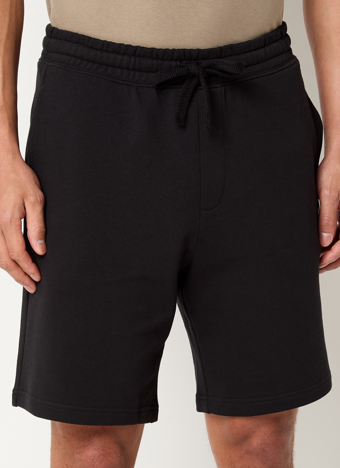 HUGO Short van katoenen sweatstof met logoprint - detail 3 black-001 / zwart