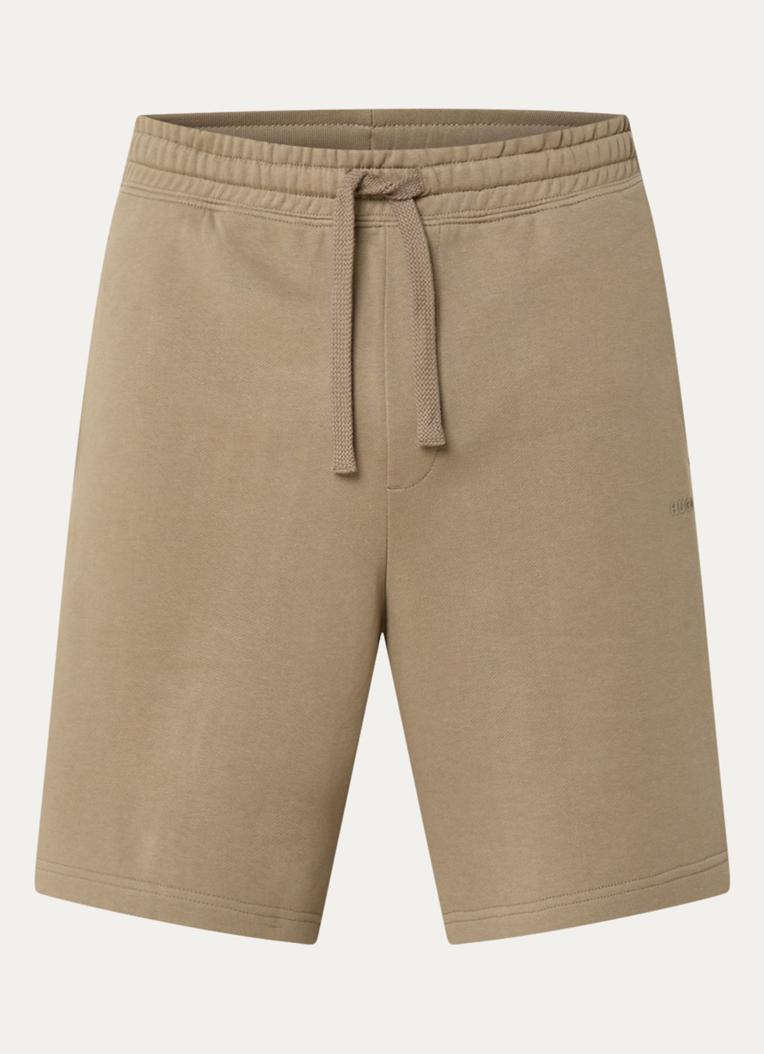 HUGO Short van katoenen sweatstof met logoprint - voorkant 2 medium brown-219 / bruin