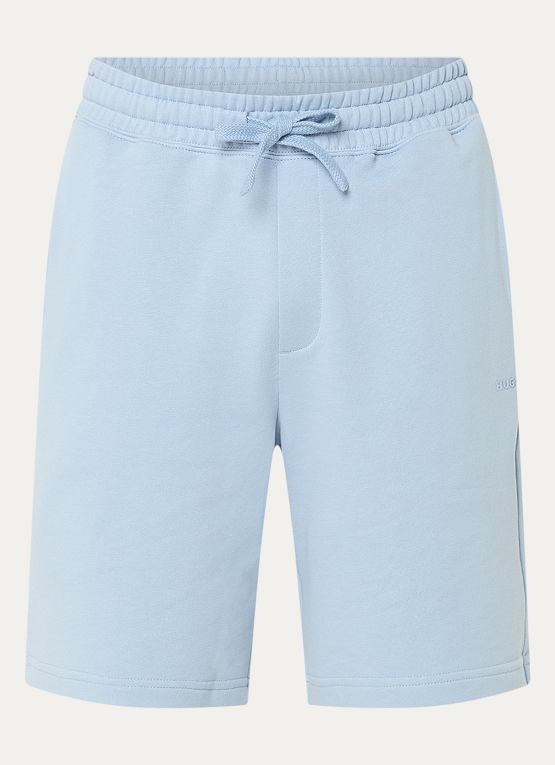 HUGO Short van katoenen sweatstof met logoprint - voorkant 2 open blue-483 / blauw