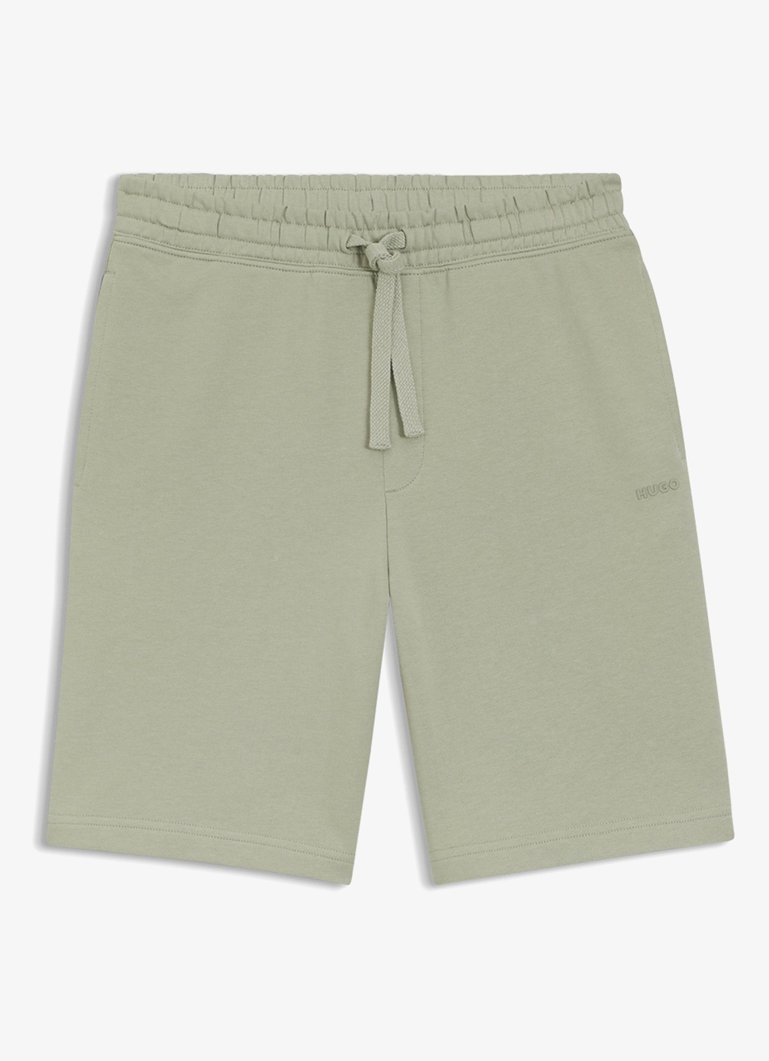 HUGO Short van katoenen sweatstof met logoprint - voorkant 3 light/pastel green-337 / groen