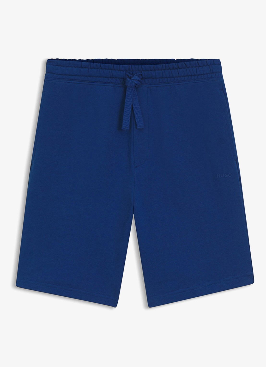 HUGO Short van katoenen sweatstof met logoprint - voorkant 4 open blue-498 / blauw