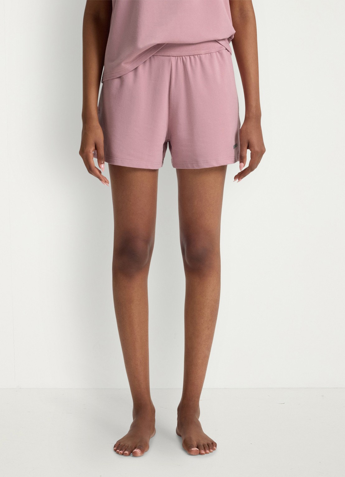 HUGO Shuffle pyjamashorts met logo - detail 4 open pink-696 / roze