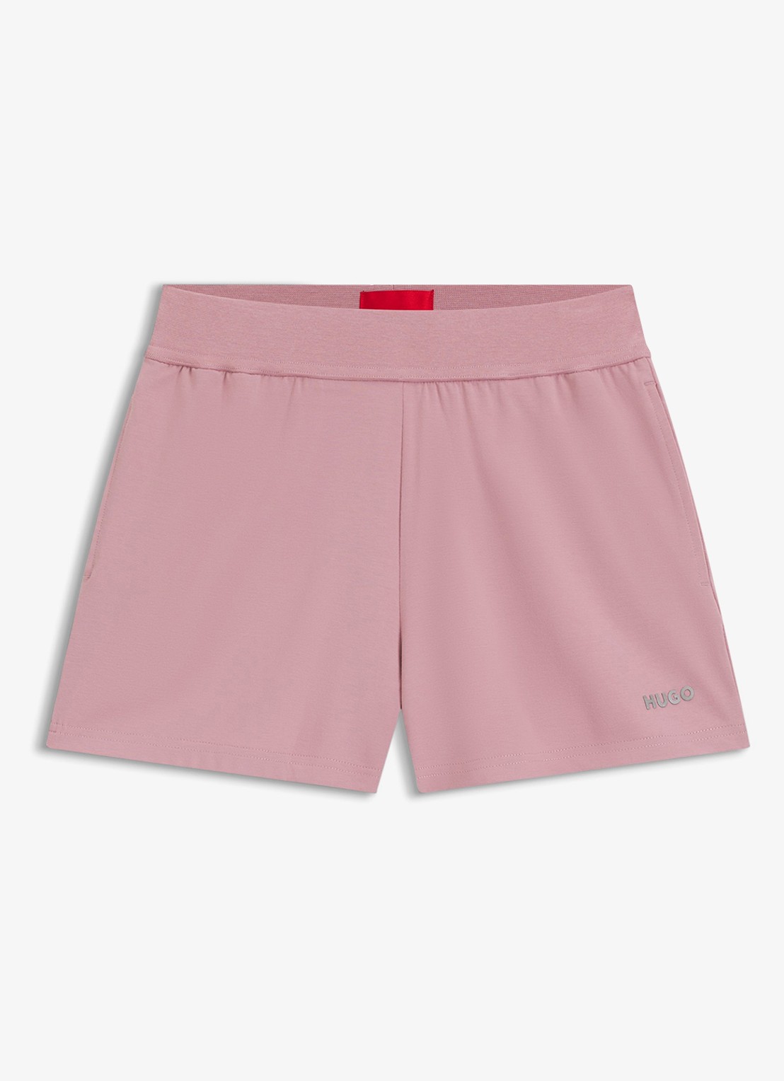 HUGO Shuffle pyjamashorts met logo - voorkant 2 open pink-696 / roze