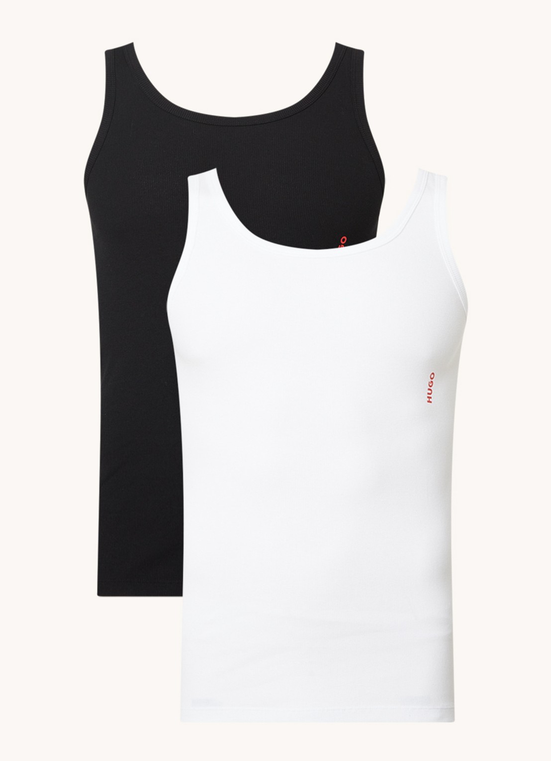 HUGO Singlet van katoen met logo in 2-pack - voorkant multicolor