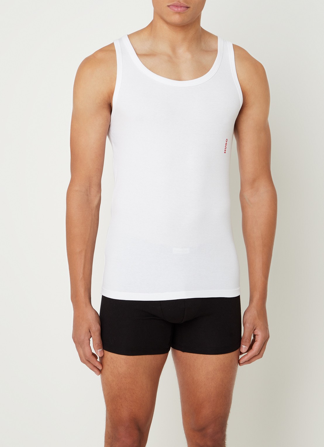 HUGO Singlet van katoen met logo in 2-pack - voorkant 2 multicolor