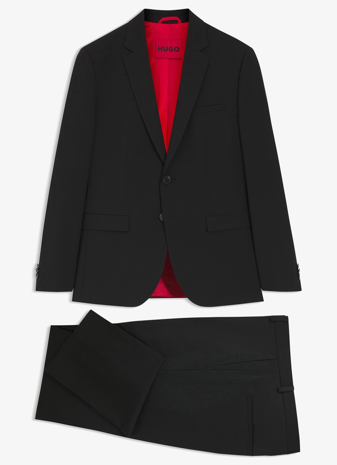 HUGO Slim-fit 2-delig pak in wolblend - voorkant zwart