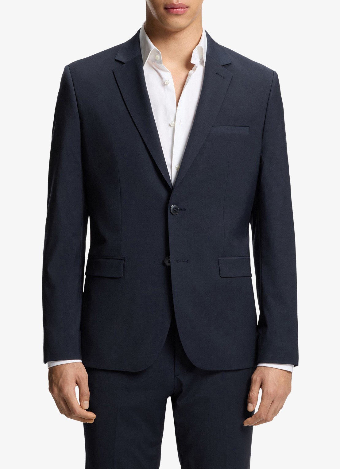 HUGO Slim-fit 2-delig pak in wolblend - voorkant 8 donkerblauw