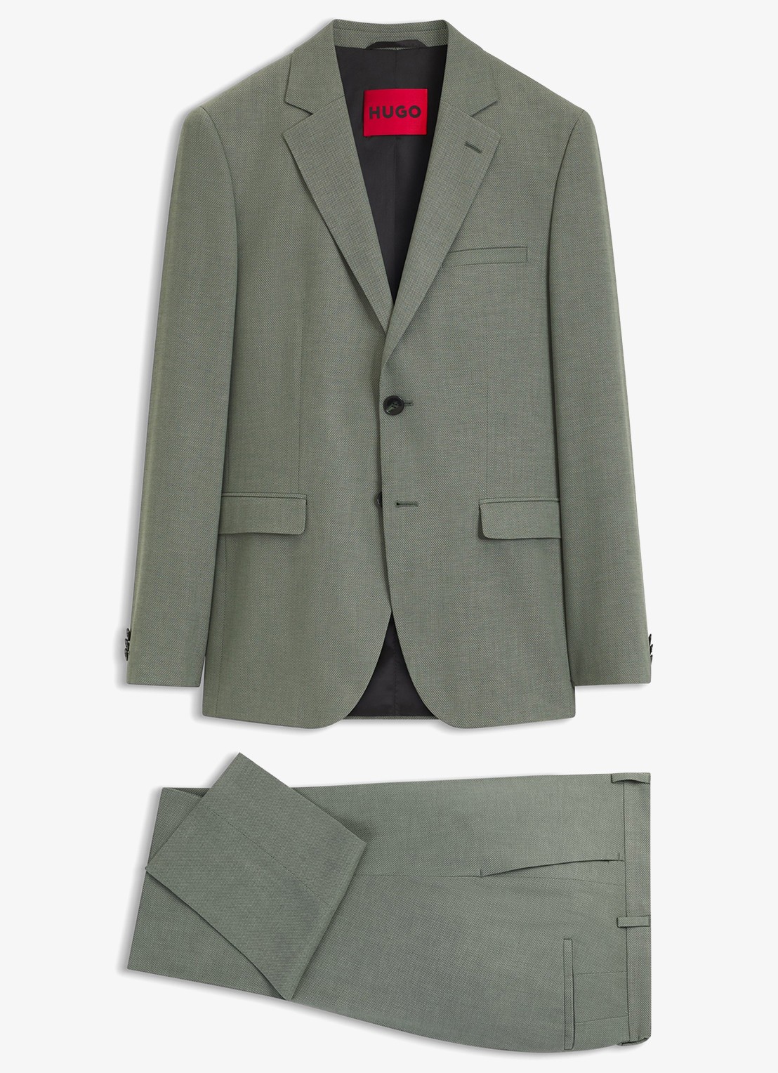HUGO Slim fit 2-delig pak in wolblend - voorkant lindegroen