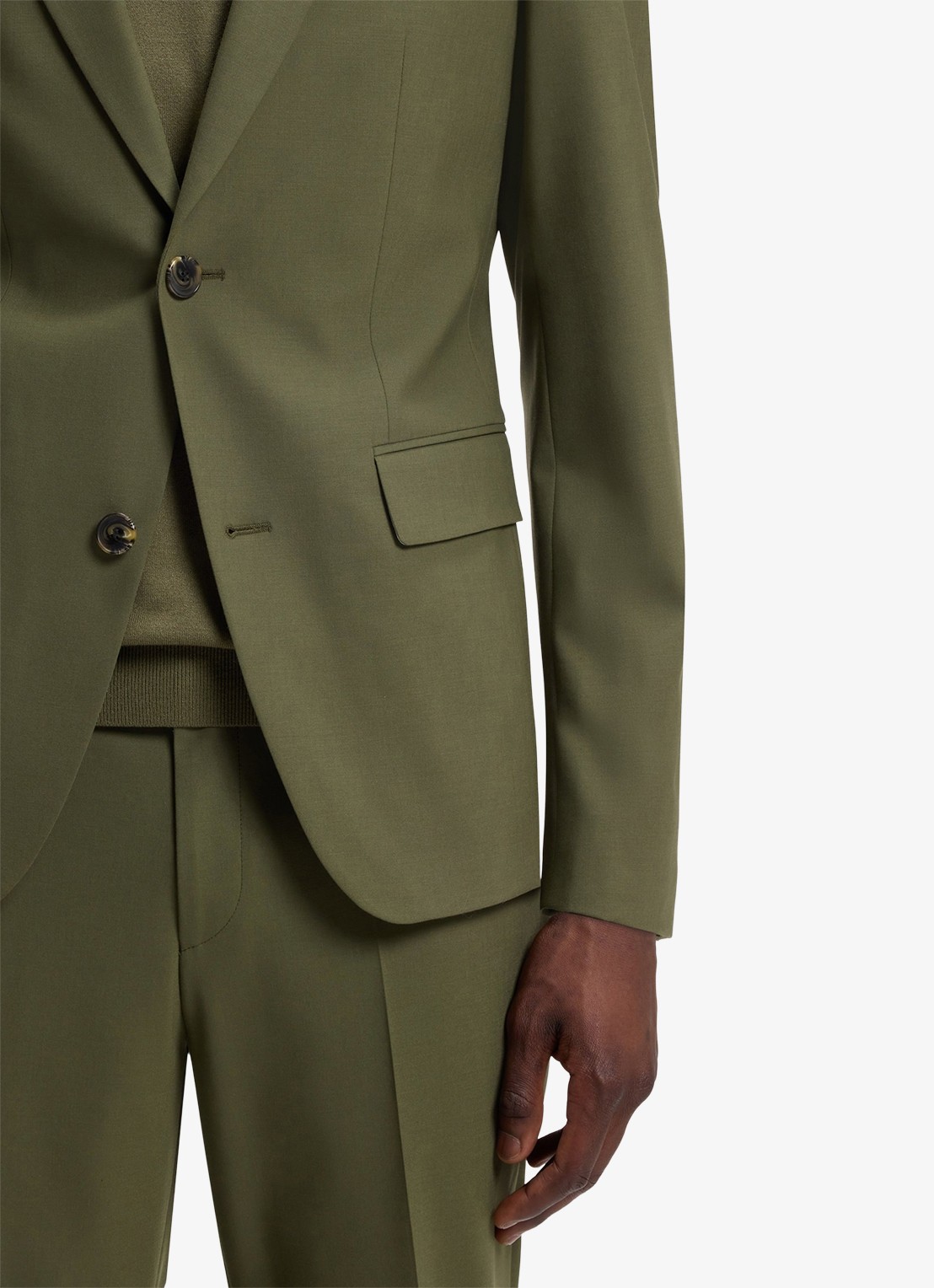 HUGO Slim fit 2-delig pak in wolblend - detail 5 open green-388 / groen