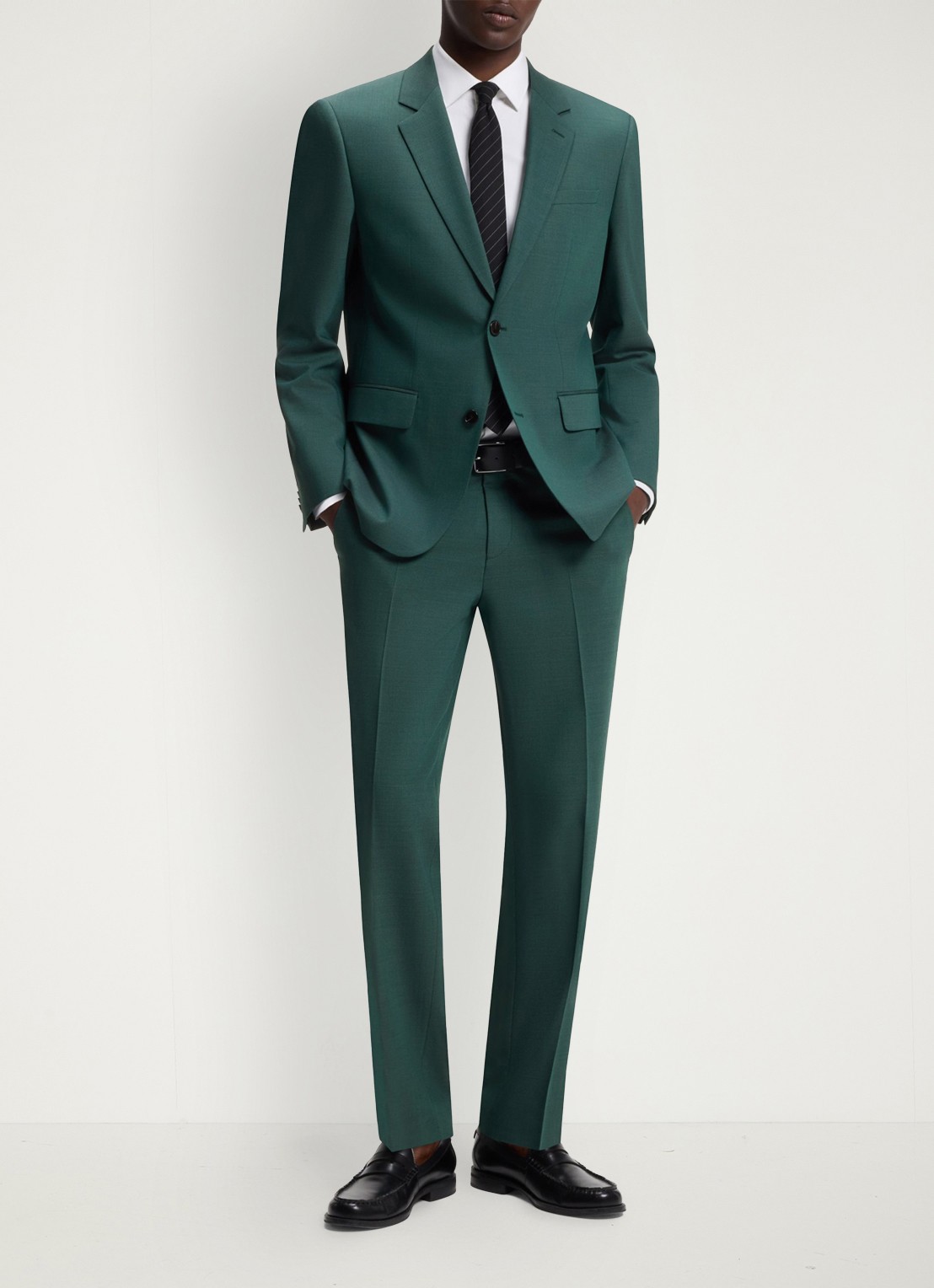 HUGO Slim fit 2-delig pak in wolblend - detail groen