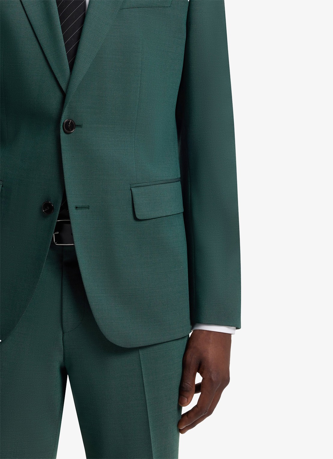 HUGO Slim fit 2-delig pak in wolblend - detail 2 groen