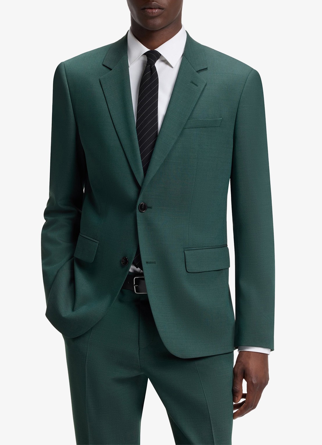 HUGO Slim fit 2-delig pak in wolblend - voorkant 8 groen