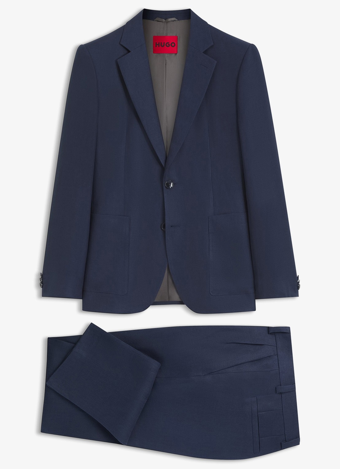 HUGO Slim fit 2-delig pak van linnen - voorkant 7 donkerblauw