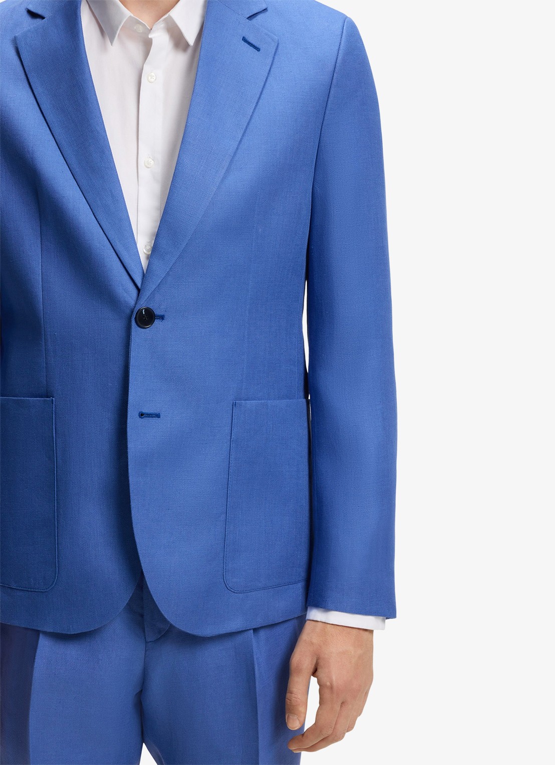HUGO Slim fit 2-delig pak van linnen - detail 6 staalblauw
