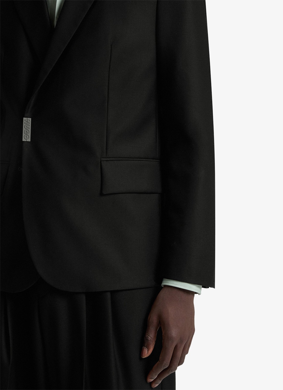 HUGO Slim fit colbert met steekzakken - detail 3 zwart