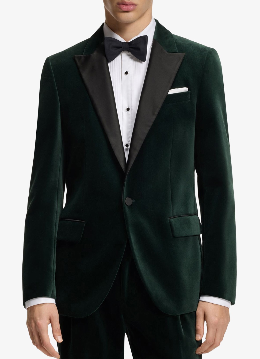 HUGO Slim fit colbert van katoen - detail groen