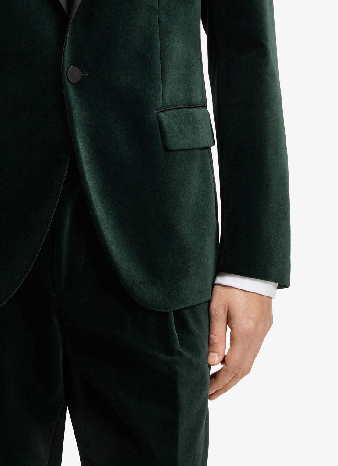 HUGO Slim fit colbert van katoen - detail 3 groen