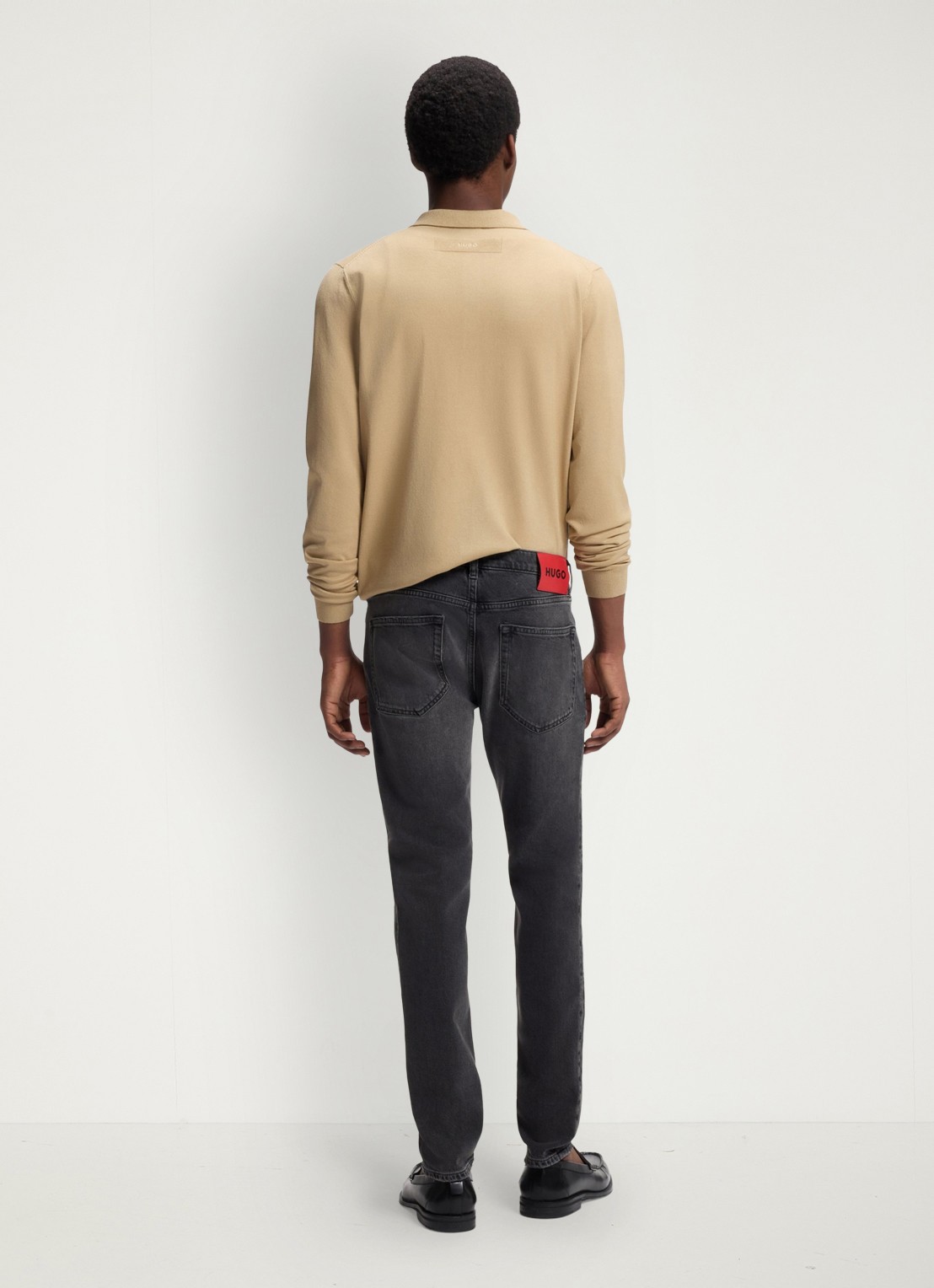HUGO Slim fit jeans in katoenblend - achterkant dark grey-023 / grijs