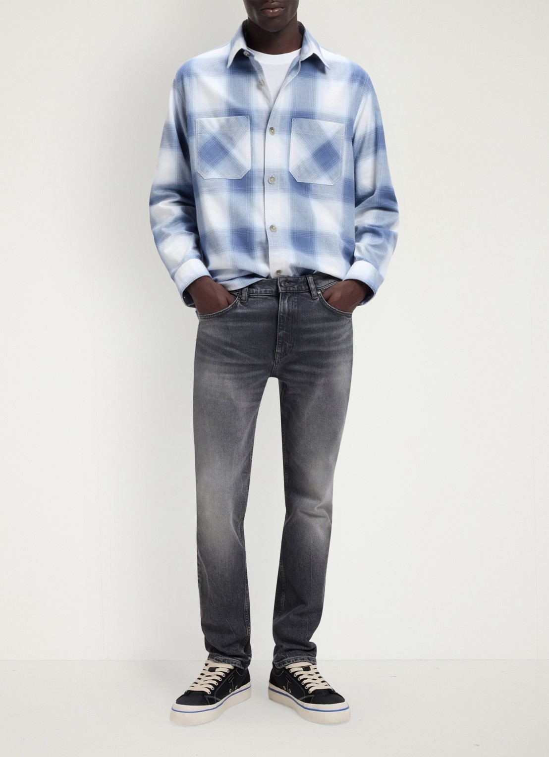 HUGO Slim fit jeans met gekleurde wassing - voorkant 6 grijs