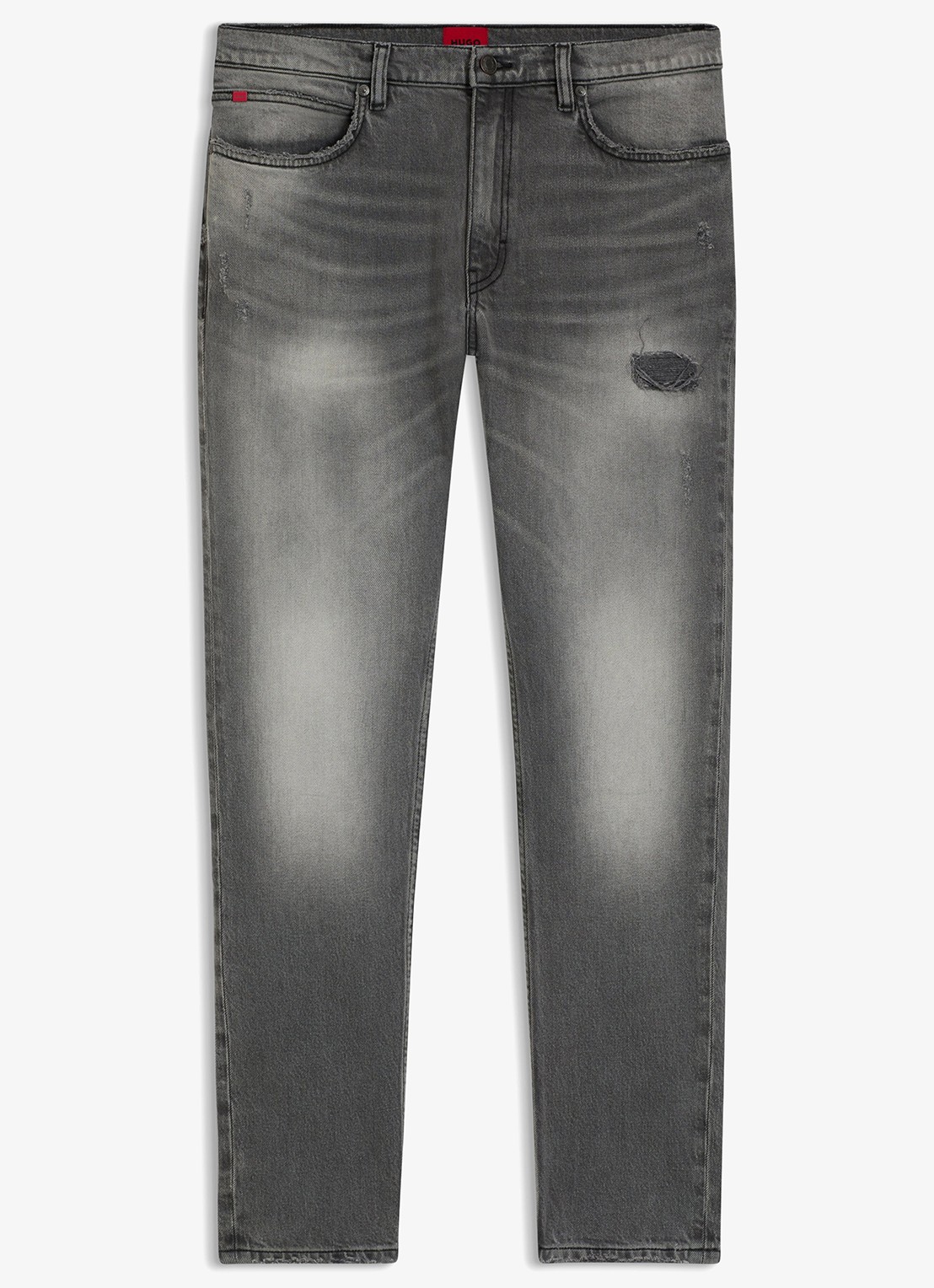 HUGO Slim fit jeans met gekleurde wassing - voorkant 5 grijs